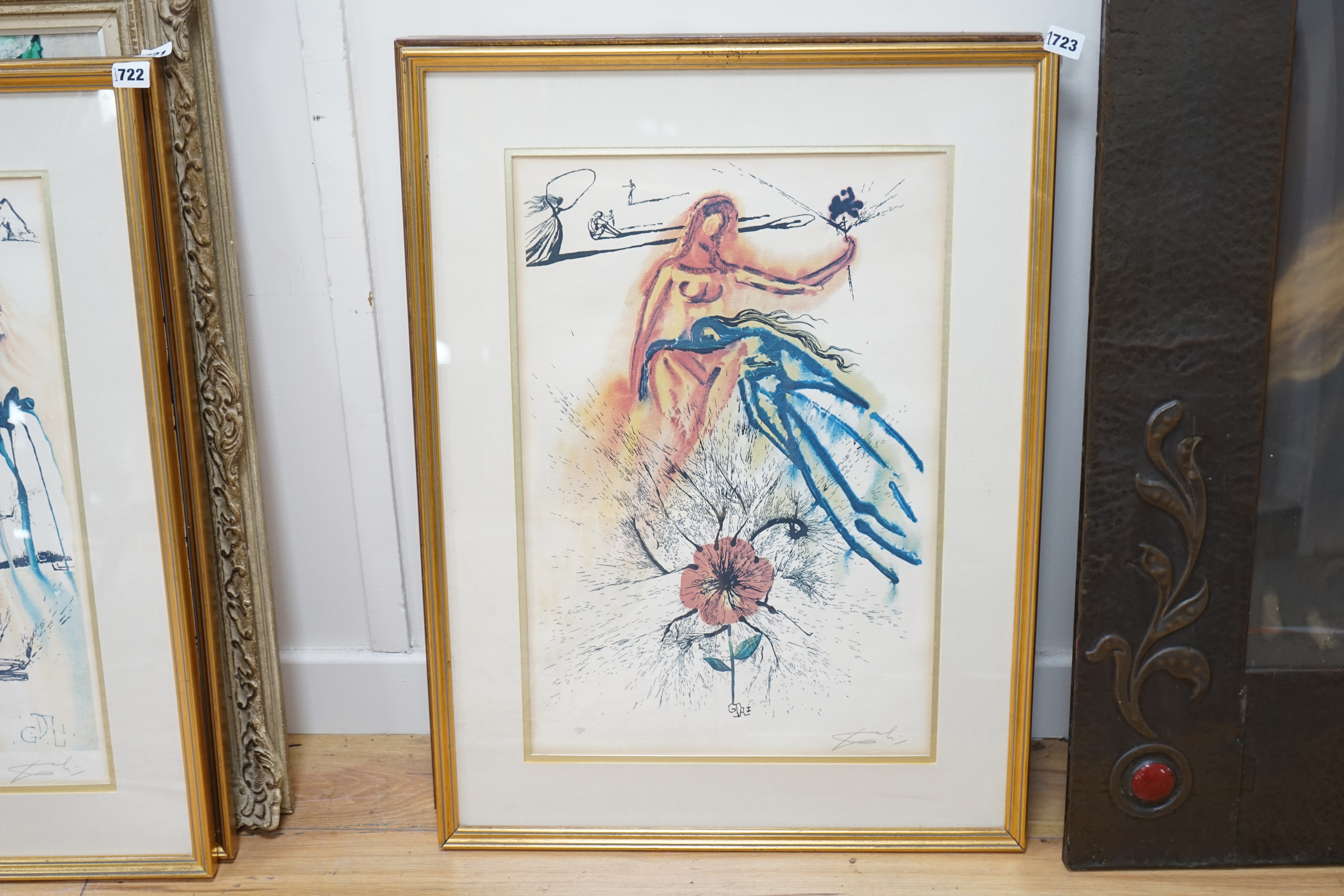 Salvador Dali (Spanish 1904-1989), colour lithograph, Alice in Wonderland, ‘Alice’s Evidence’, pencil numbered 132/300, facsimile signature, certificate of authenticity verso 56 x 37cm. Condition - fair
